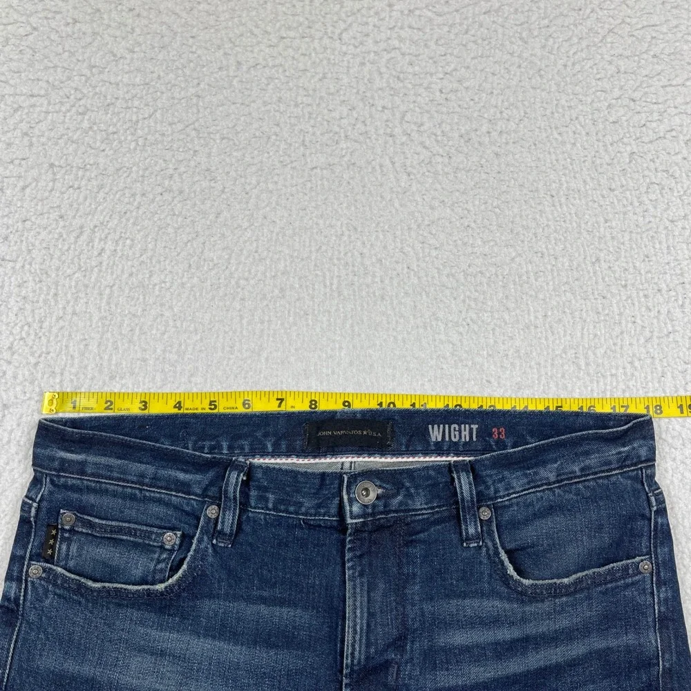 John Varvatos Wight Slim Fit Jeans Mens 33 Blue Dark Wash Distressed Denim